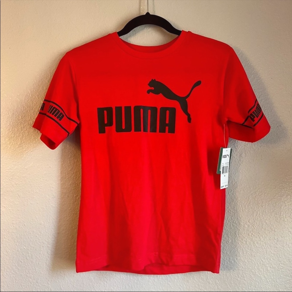 Puma Boys Red & Black Short Sleeve Tee Medium